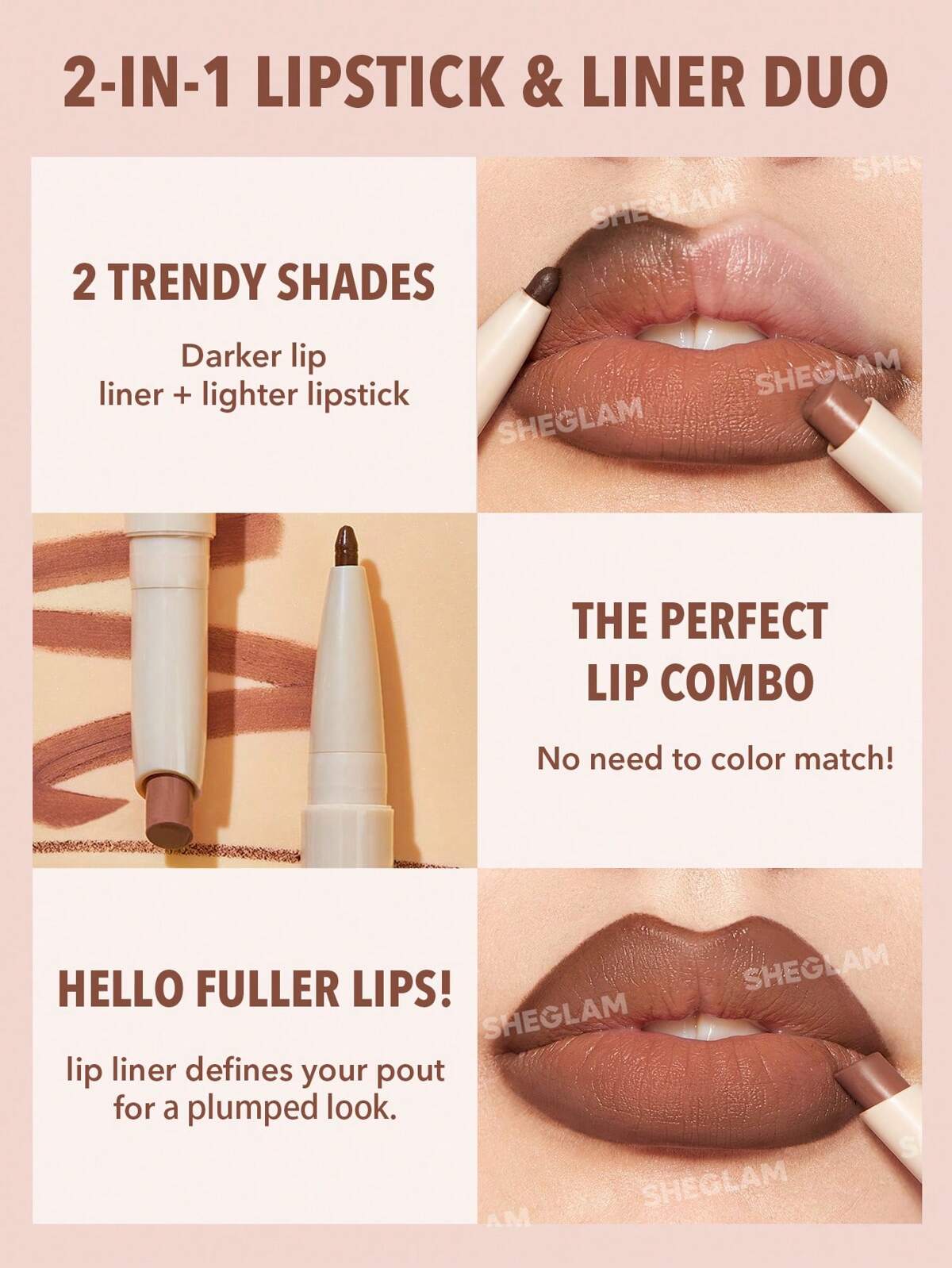 SHEGLAM Glam 101 lipstick and lip liner duo- matte
