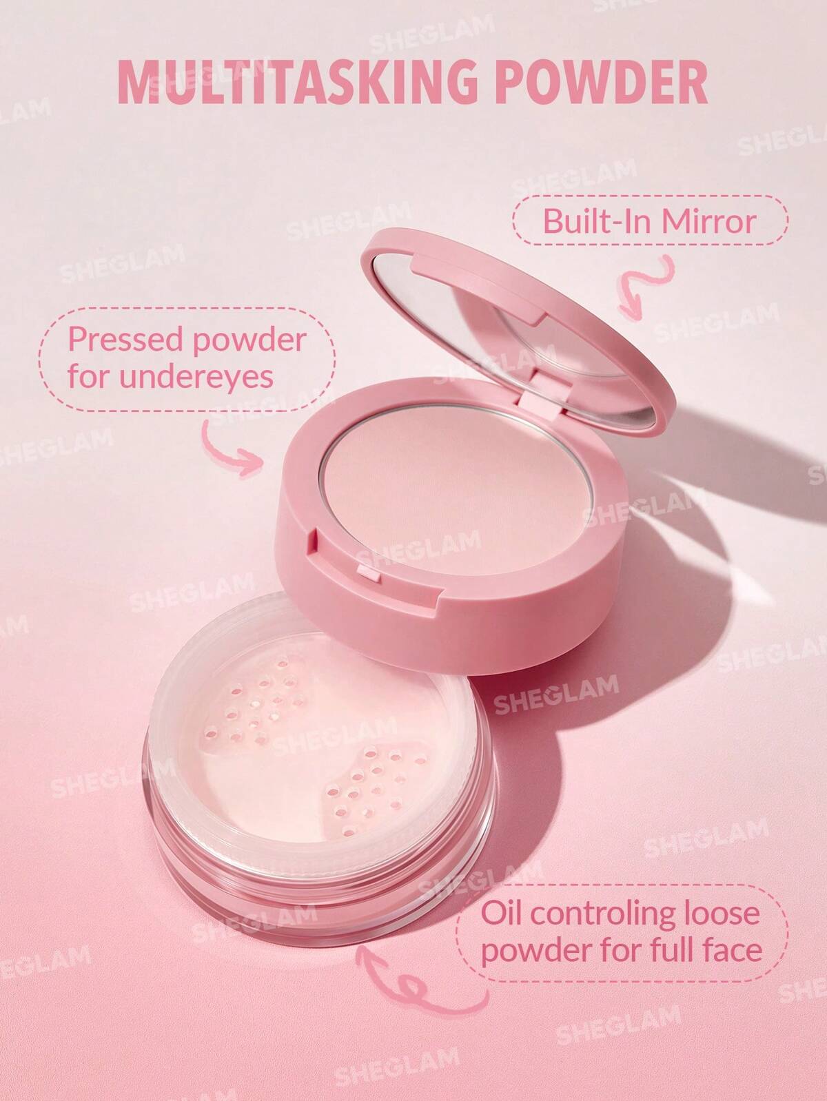 SHEGLAM insta ready face and under eye powder - bubblegum (setting powder)