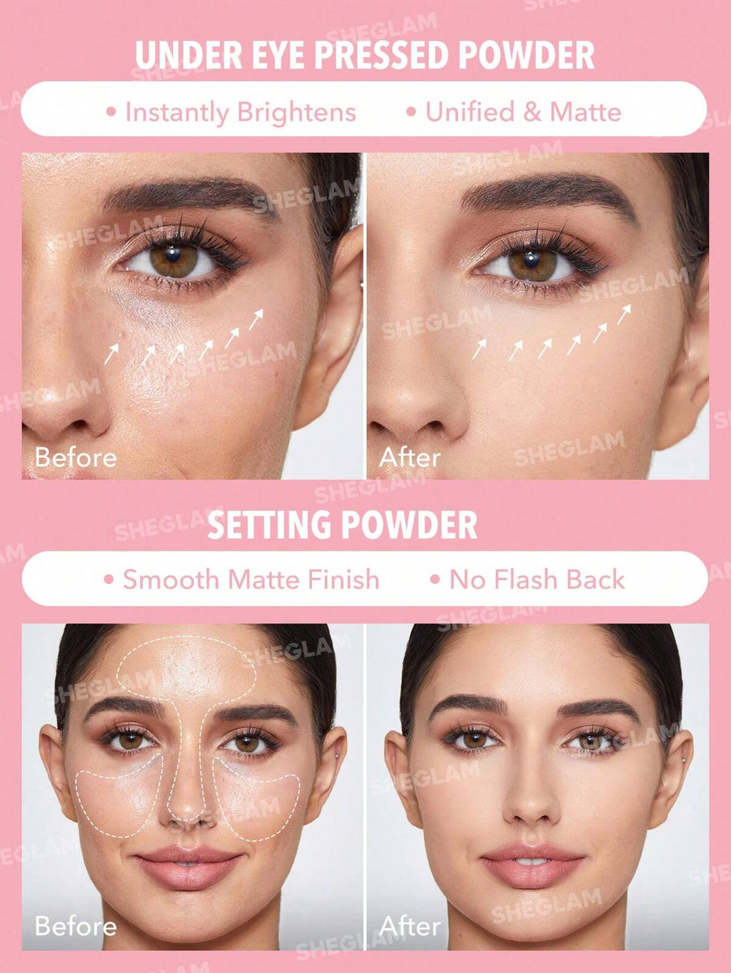 SHEGLAM insta ready face and under eye powder - bubblegum (setting powder)