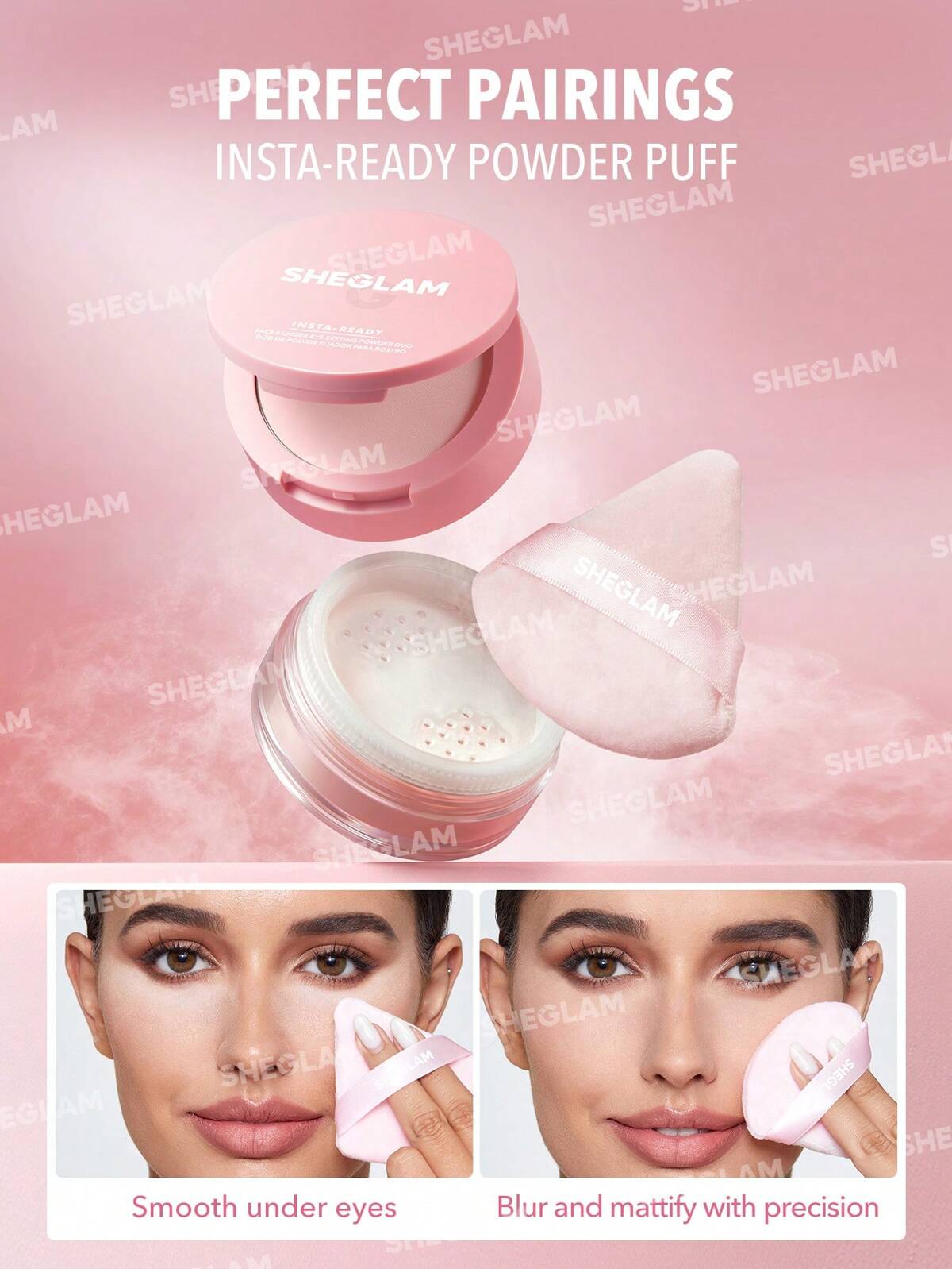 SHEGLAM insta ready face and under eye powder - bubblegum (setting powder)