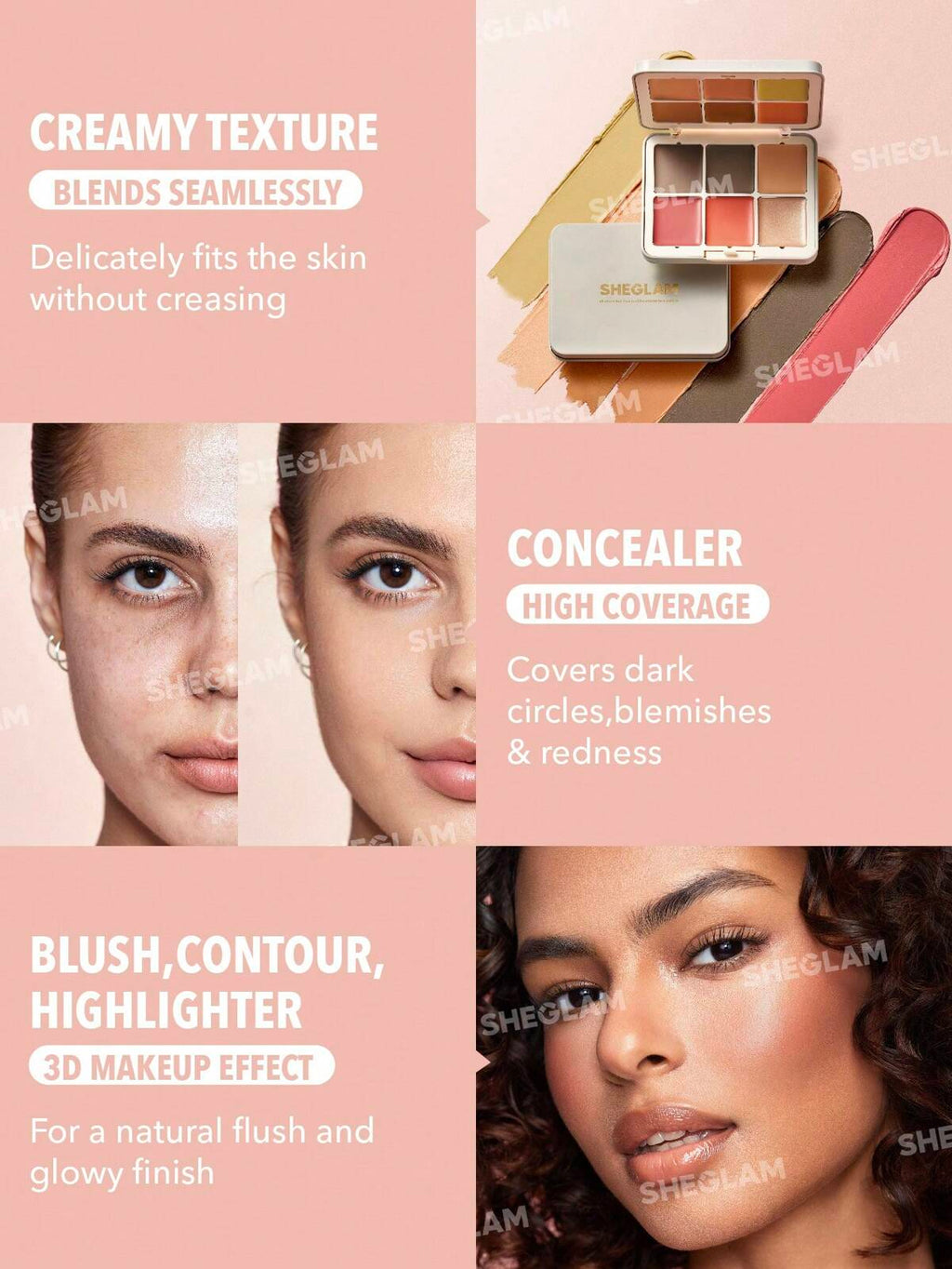 SHEGLAM all about that face multifunctional face palette-blush bronzer highlighter contour