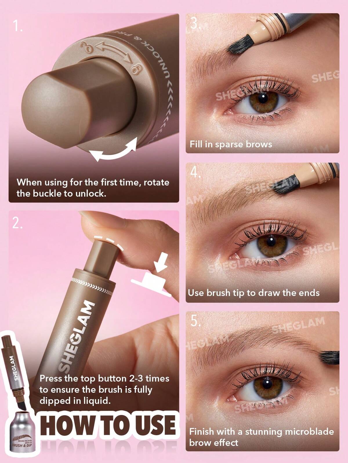 SHEGLAM brow-fection angled brush & dip