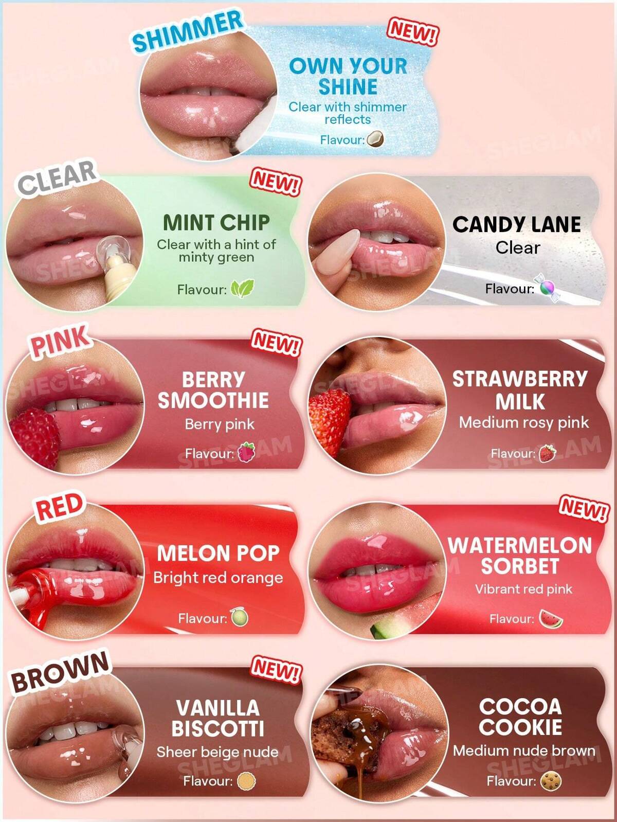 SHEGLAM crystal glaze moisturizing lip care- flavoured lipgloss