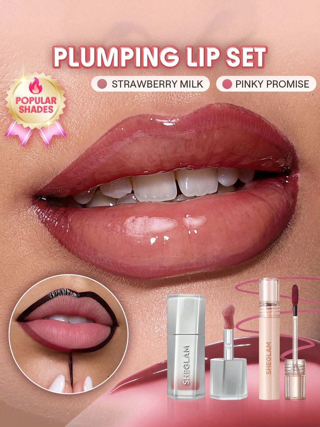 Plumping lip set bundle (strawberry milk & pinky promise)