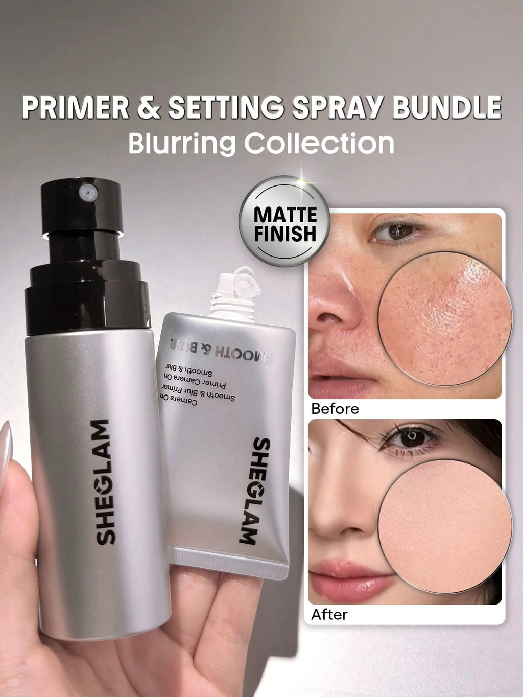 SHEGLAM primer & setting spray bundle -blurring collection