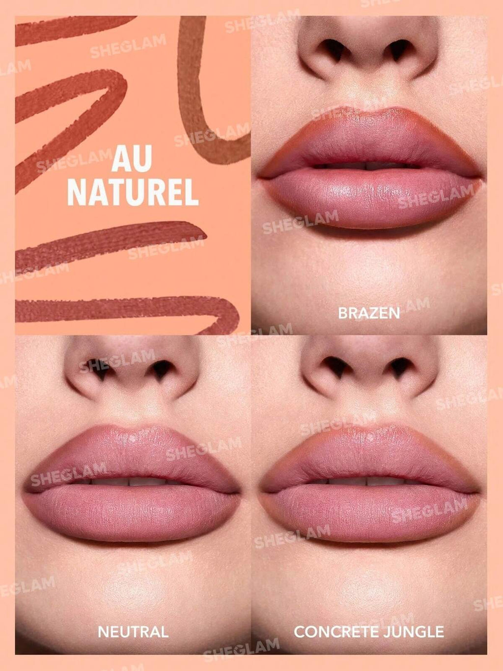 SHEGLAM so lippy lip liner set - AU Naturel (nude)
