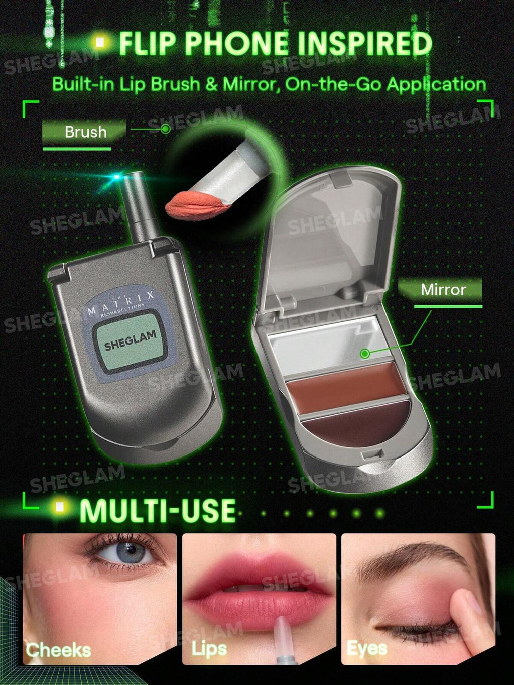 The Matrix Resurrections | SHEGLAM Going Digital Two-Tone flip phone Blush