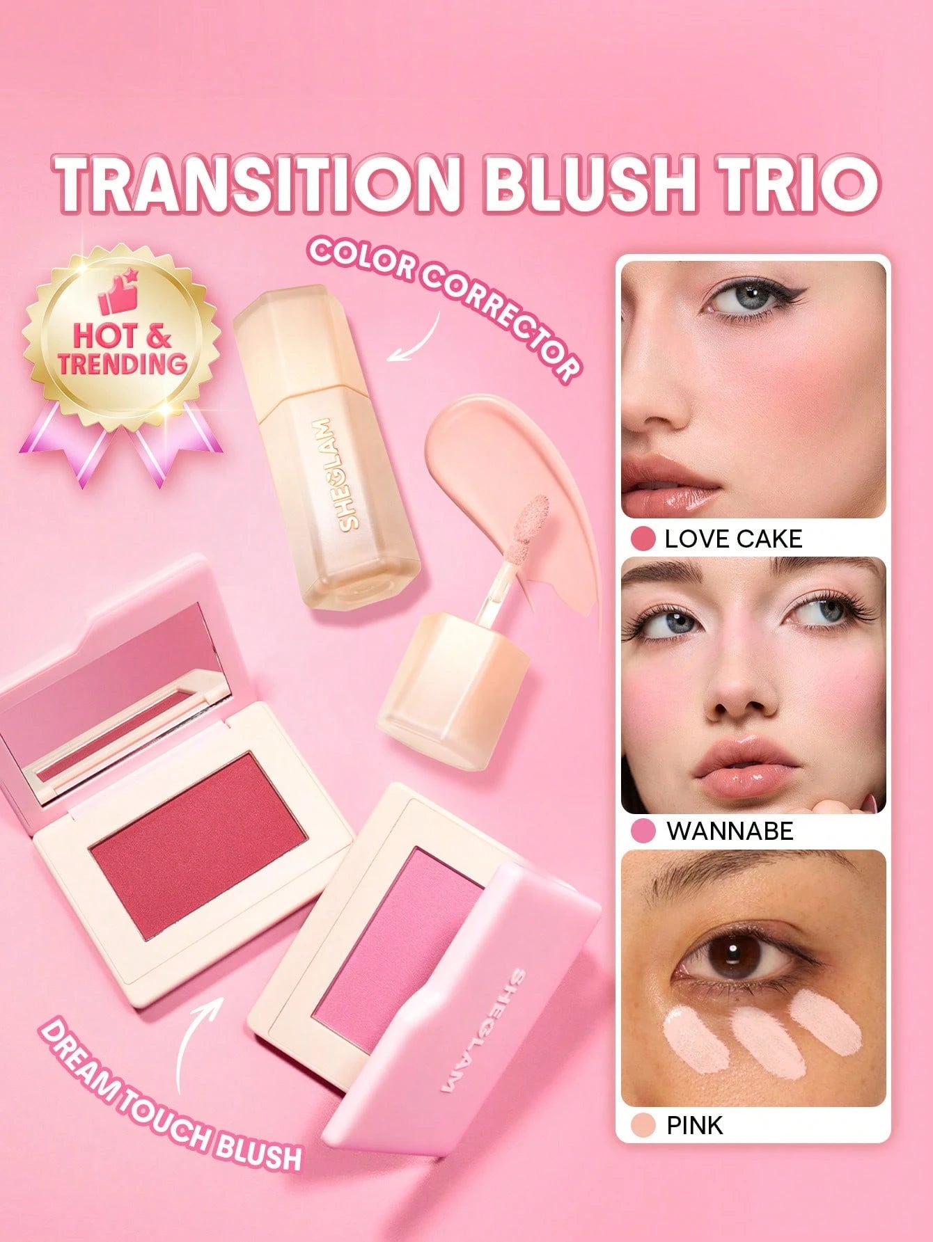 SHEGLAM transition blush duo and concealer bundle