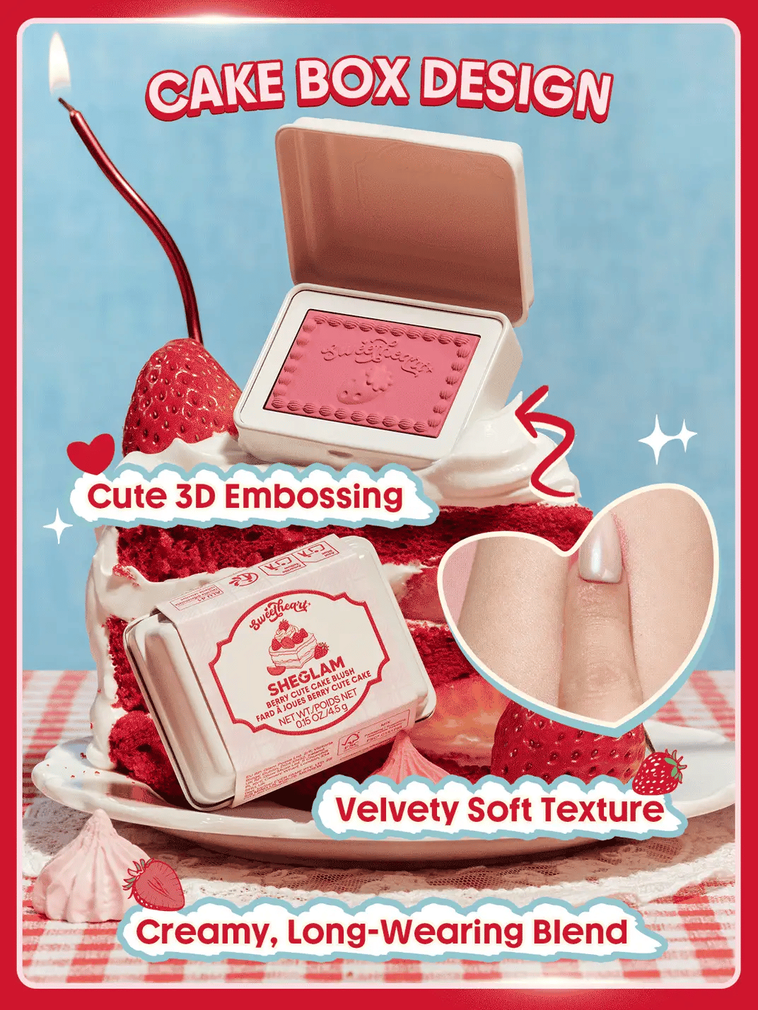 SHEGLAM berry cute cake blush- sweetheart collection