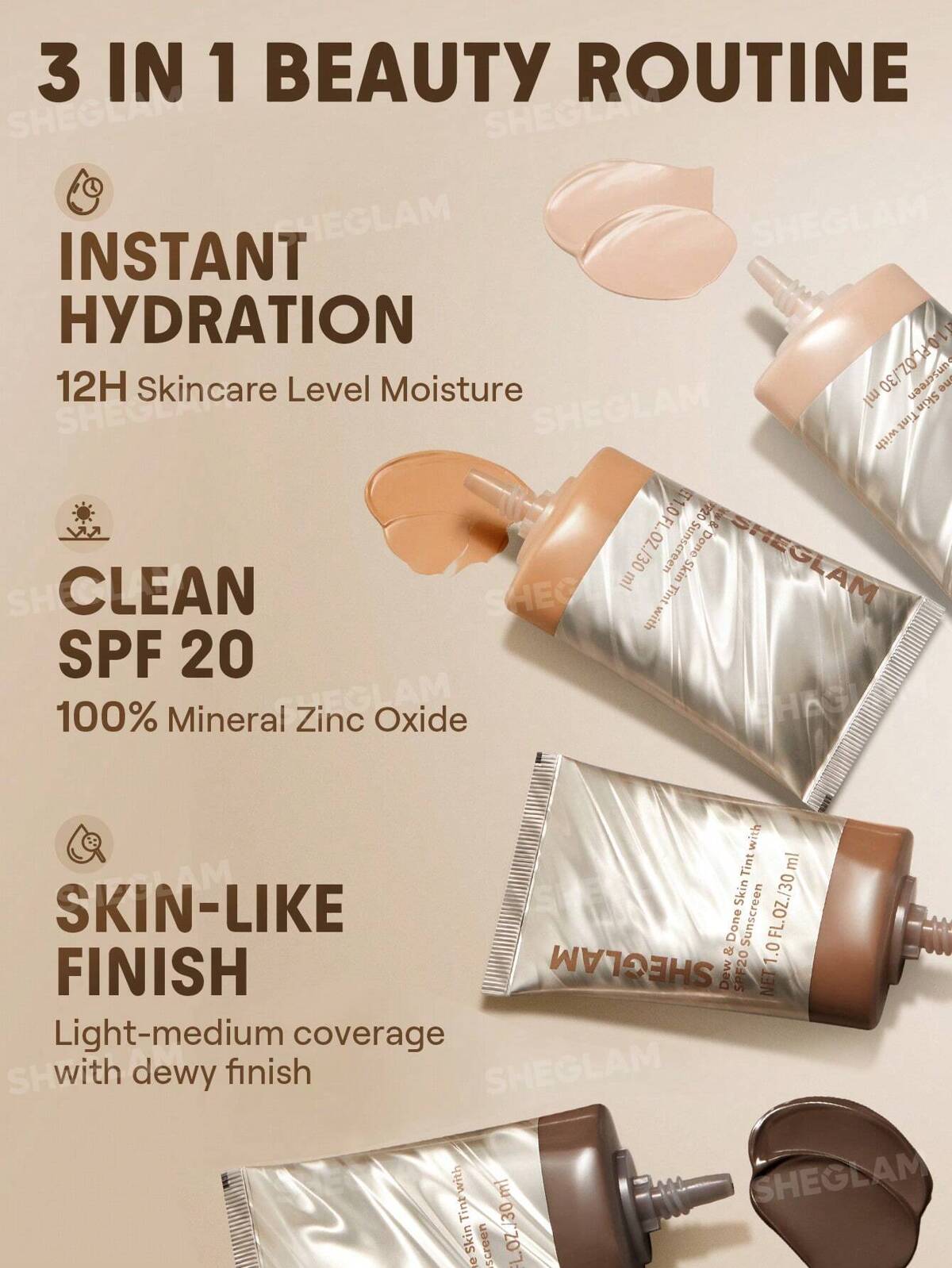 SHEGLAM Dew and Done skin tint with SPF-20 - Foundation