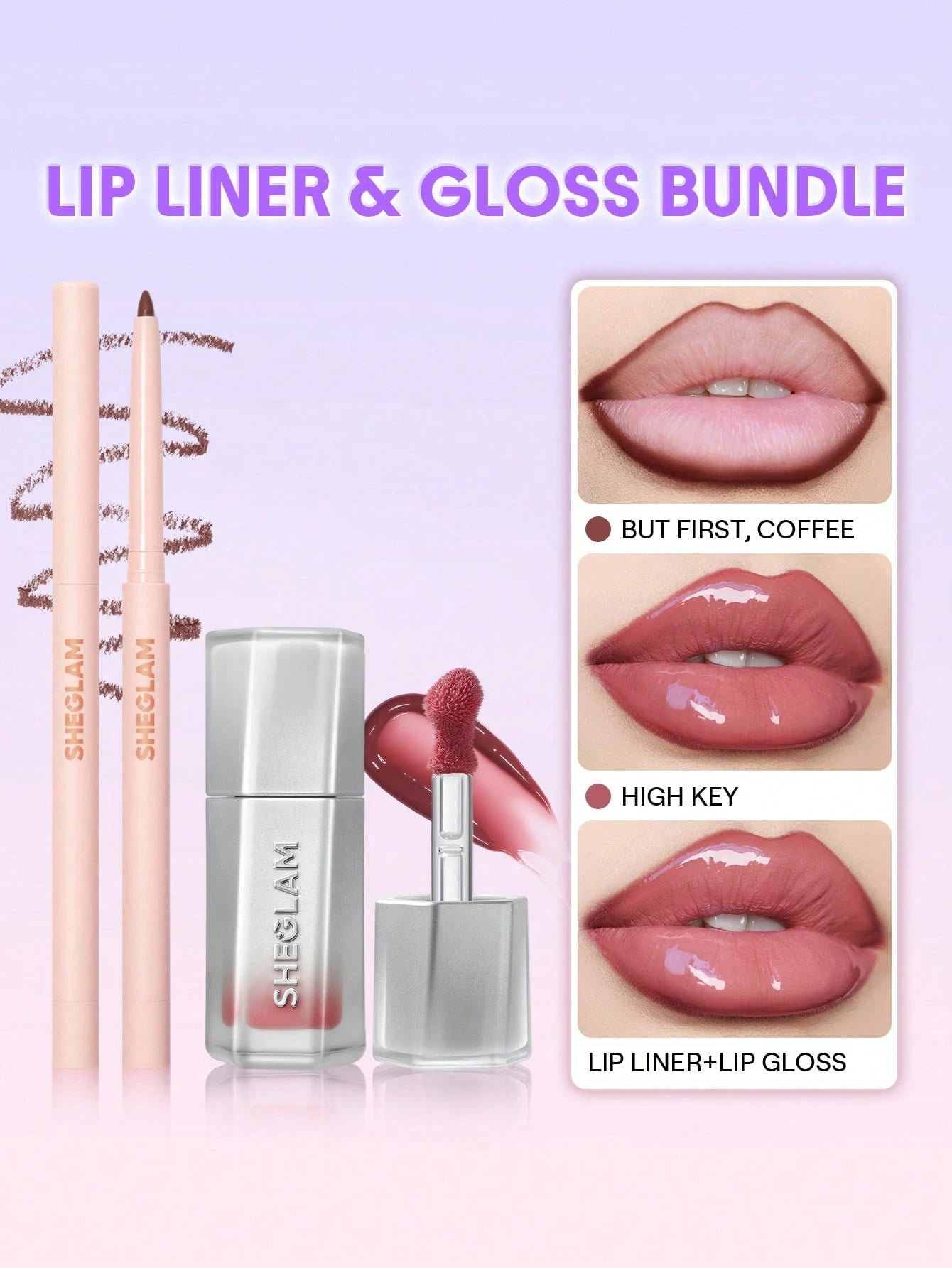 SHEGLAM lip liner and lip gloss bundle