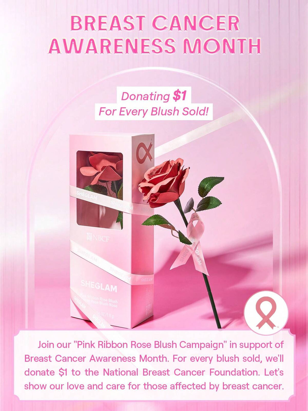 SHEGLAM pink ribbon rose blush