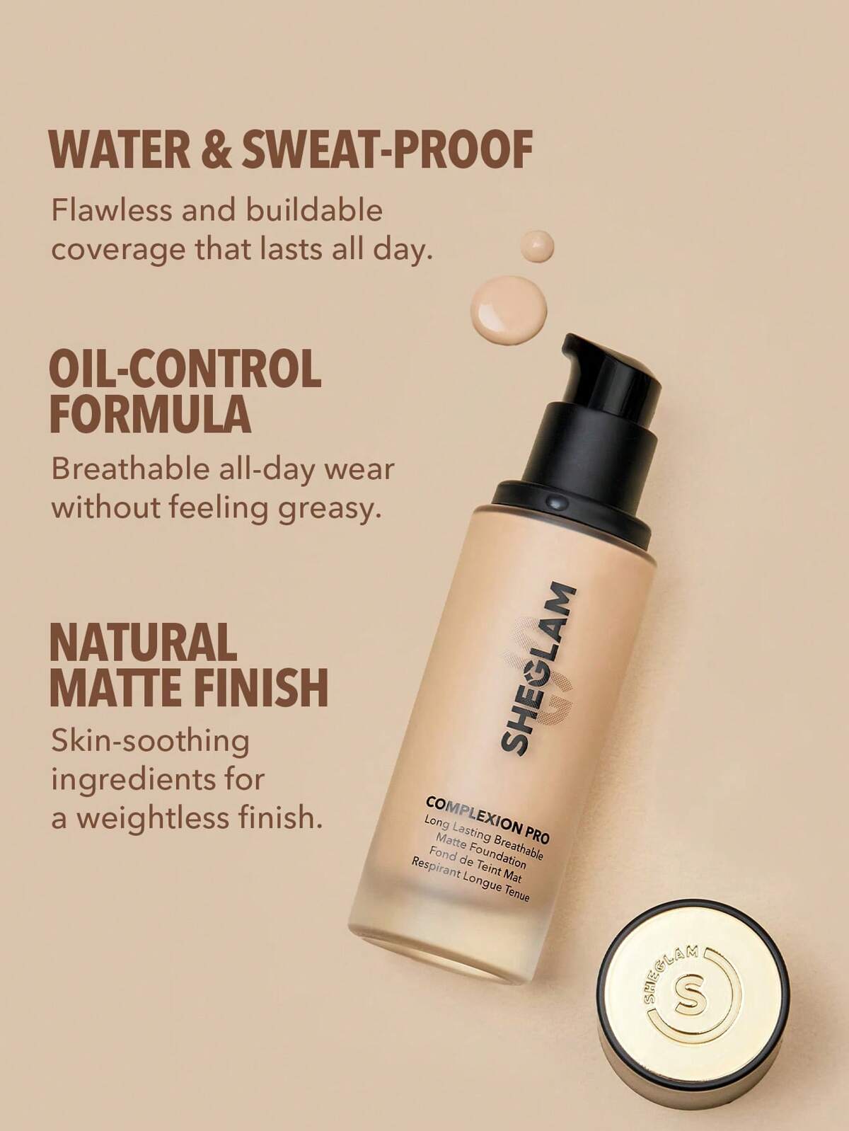 SHEGLAM complexion pro breathable matte foundation