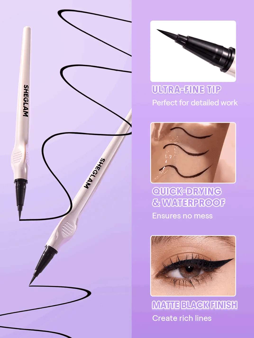 SHEGLAM Glide control liquid eyeliner - Matte Black